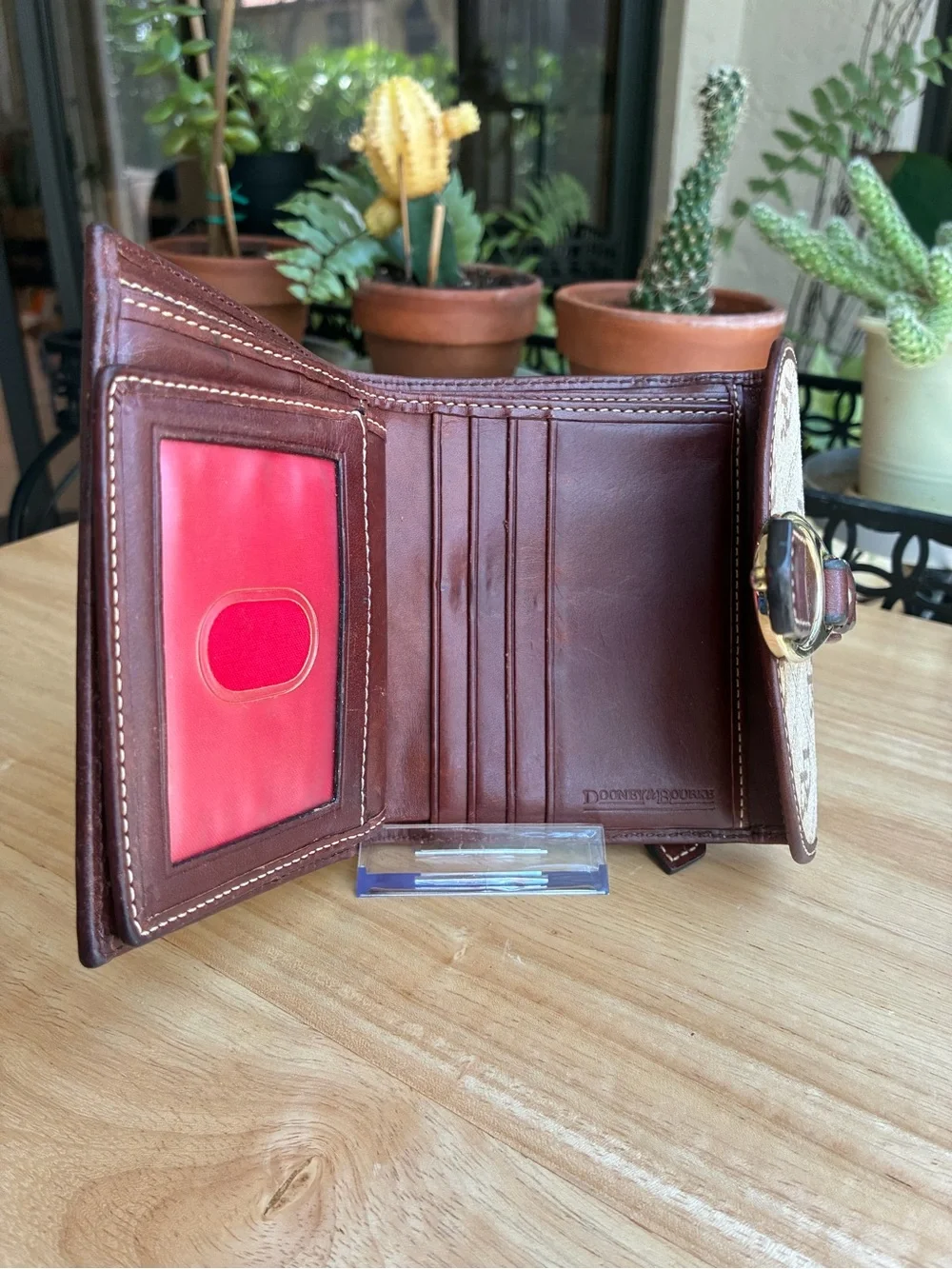 Vintage Dooney & Bourke Signature Monogram Trifold Wallet